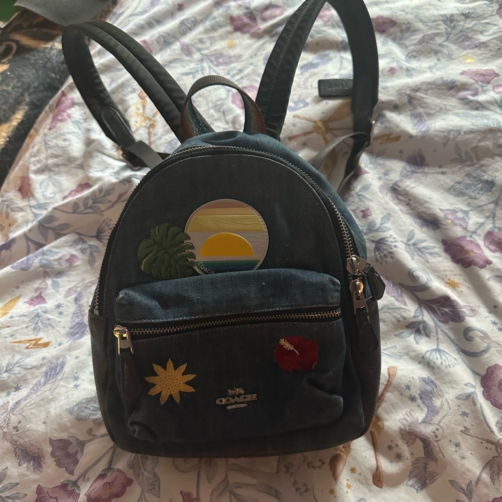 Coach Black Backpack with Colorful Patches